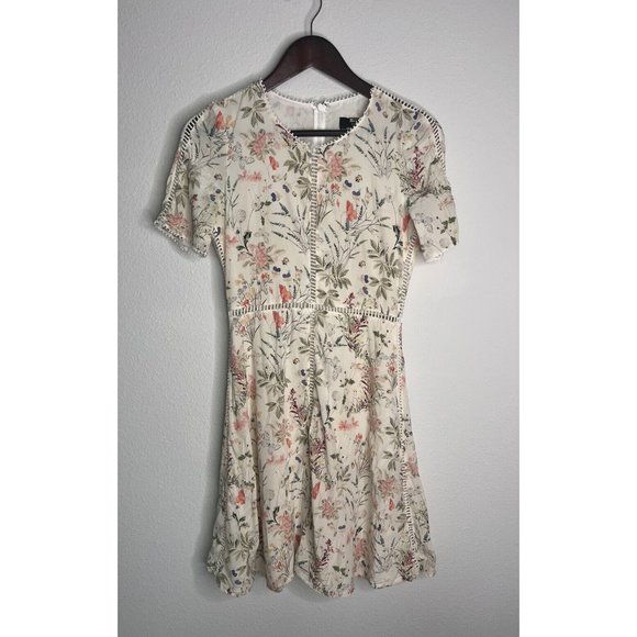 The Kooples Floral Mini Silk Dress White (Size XXS) - Picture 1 of 5